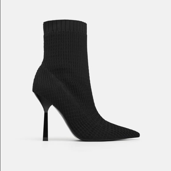 Zara Shoes - Zara Stretch Fabric High Heel Ankle Boot Size 6.5